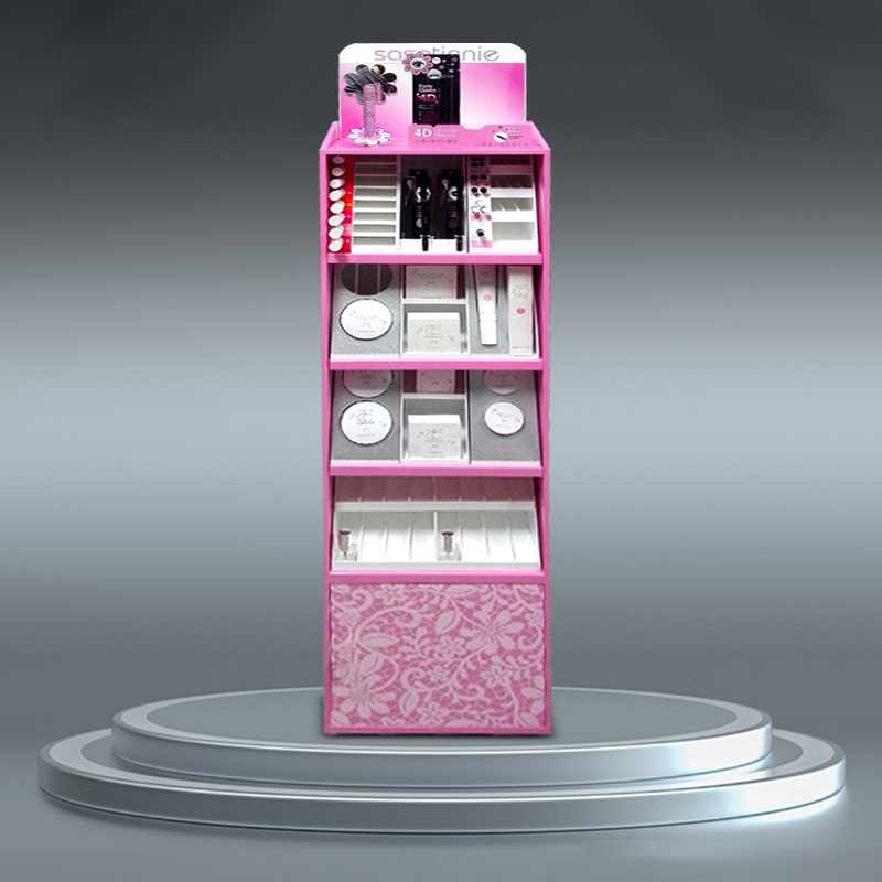 Pink cosmetics display rack
